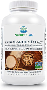 Extracto de Ashwagandha KSM 66 - Nature's Lab, 120 cápsulas