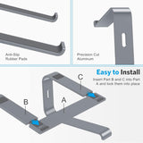 OMOTON Soporte para computadora portátil, elevador desmontable para laptop, soporte de aluminio para laptop, compatible con MacBook Air/Pro, Dell, HP y todas las computadoras portátiles (11-16 pulgadas), gris