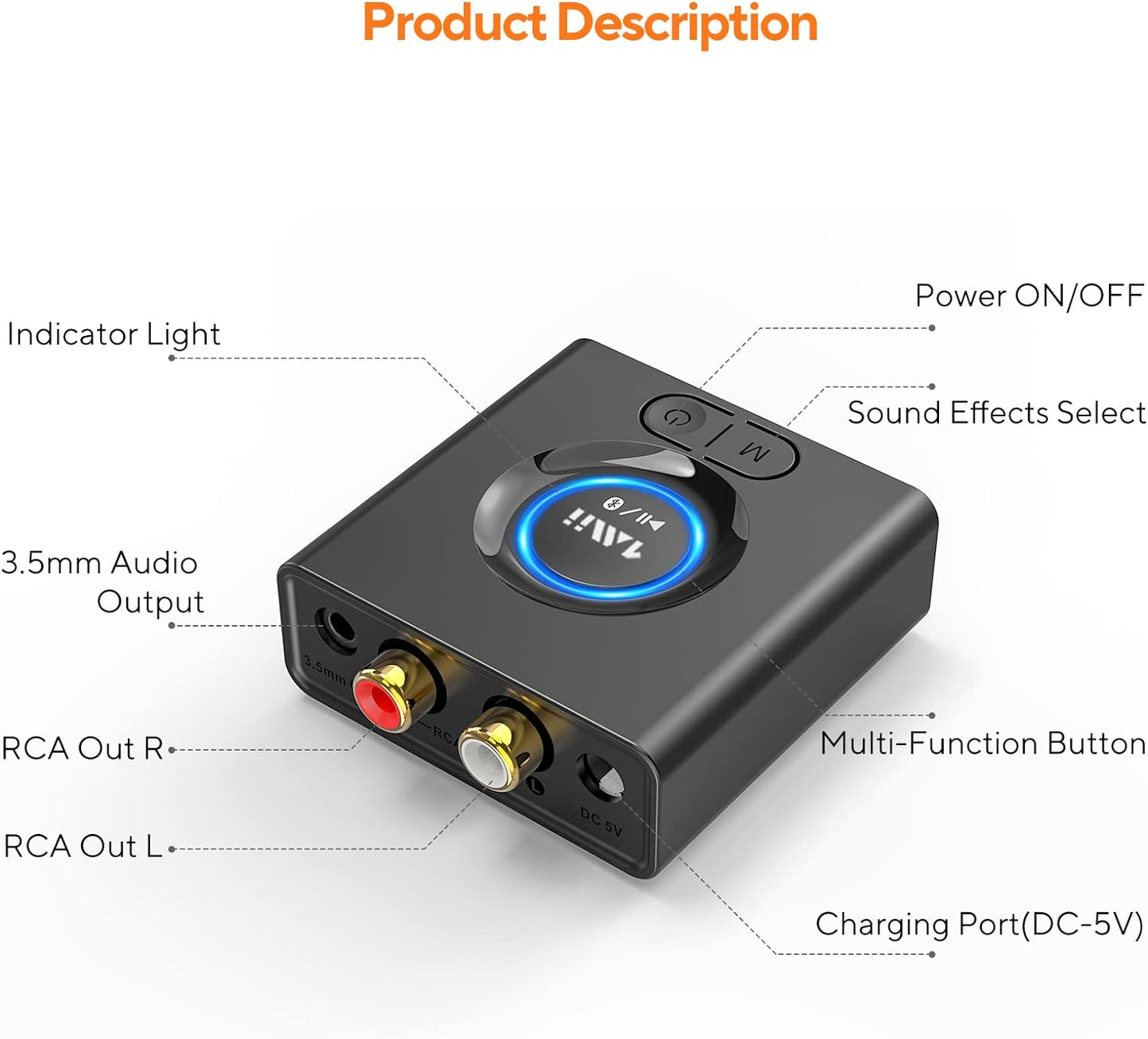 Adaptador Bluetooth 5.0 inalámbrico de música estéreo