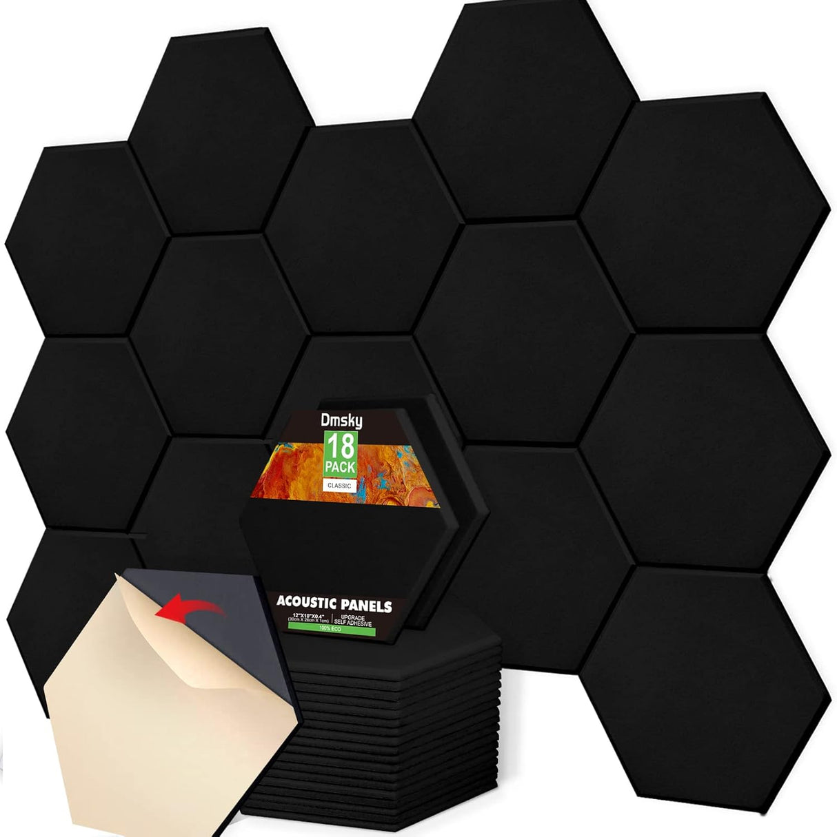 Paneles Acústicos Autoadhesivos - 18 Piezas 12x10x0.4