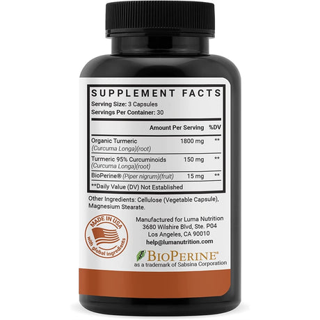 Suplemento Curcumina con pimienta negra 1950mg por porción