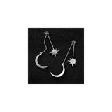 Aretes largos colgantes para mujeres diseño sol y luna