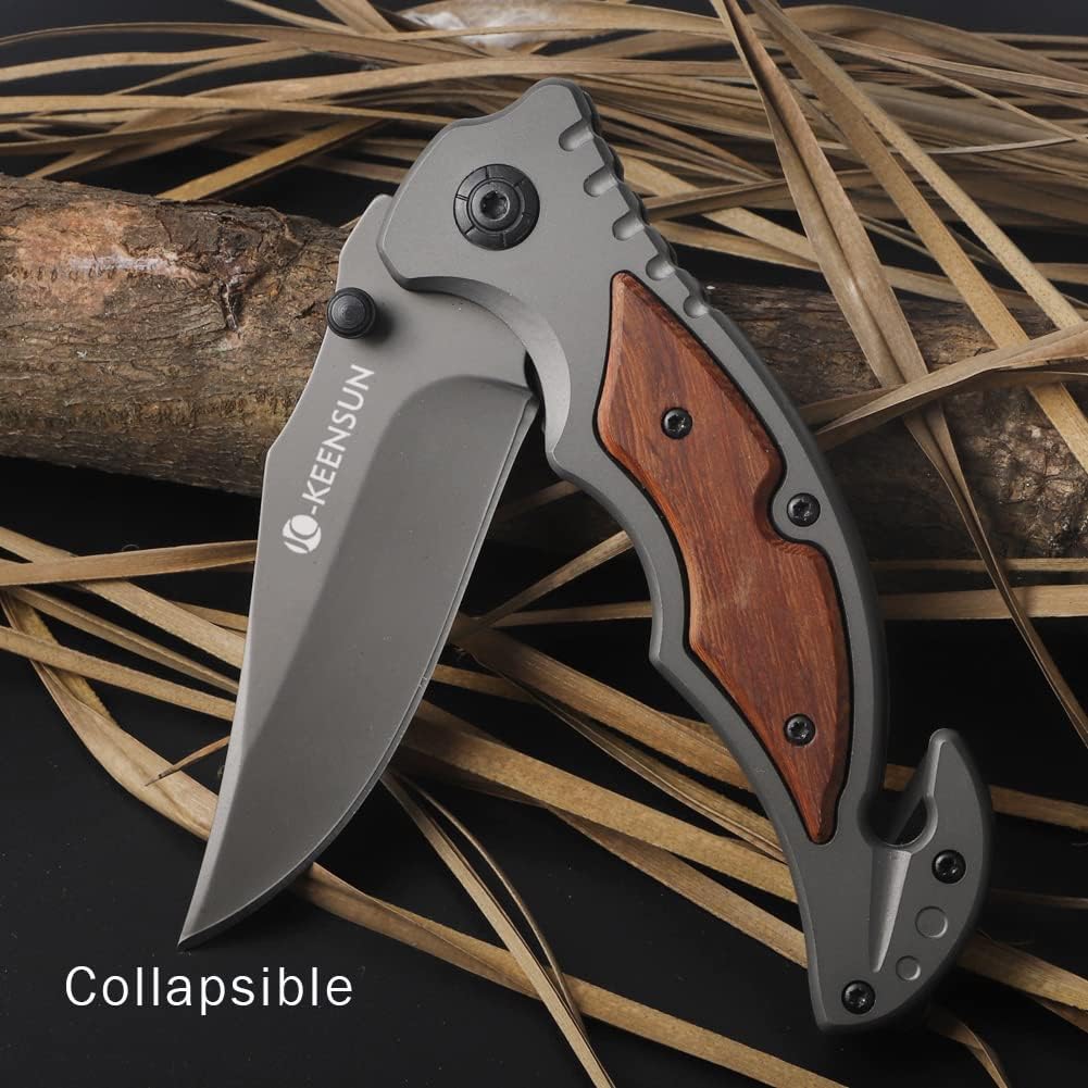 Cuchillo plegable de bolsillo con rompevidrio y cortador