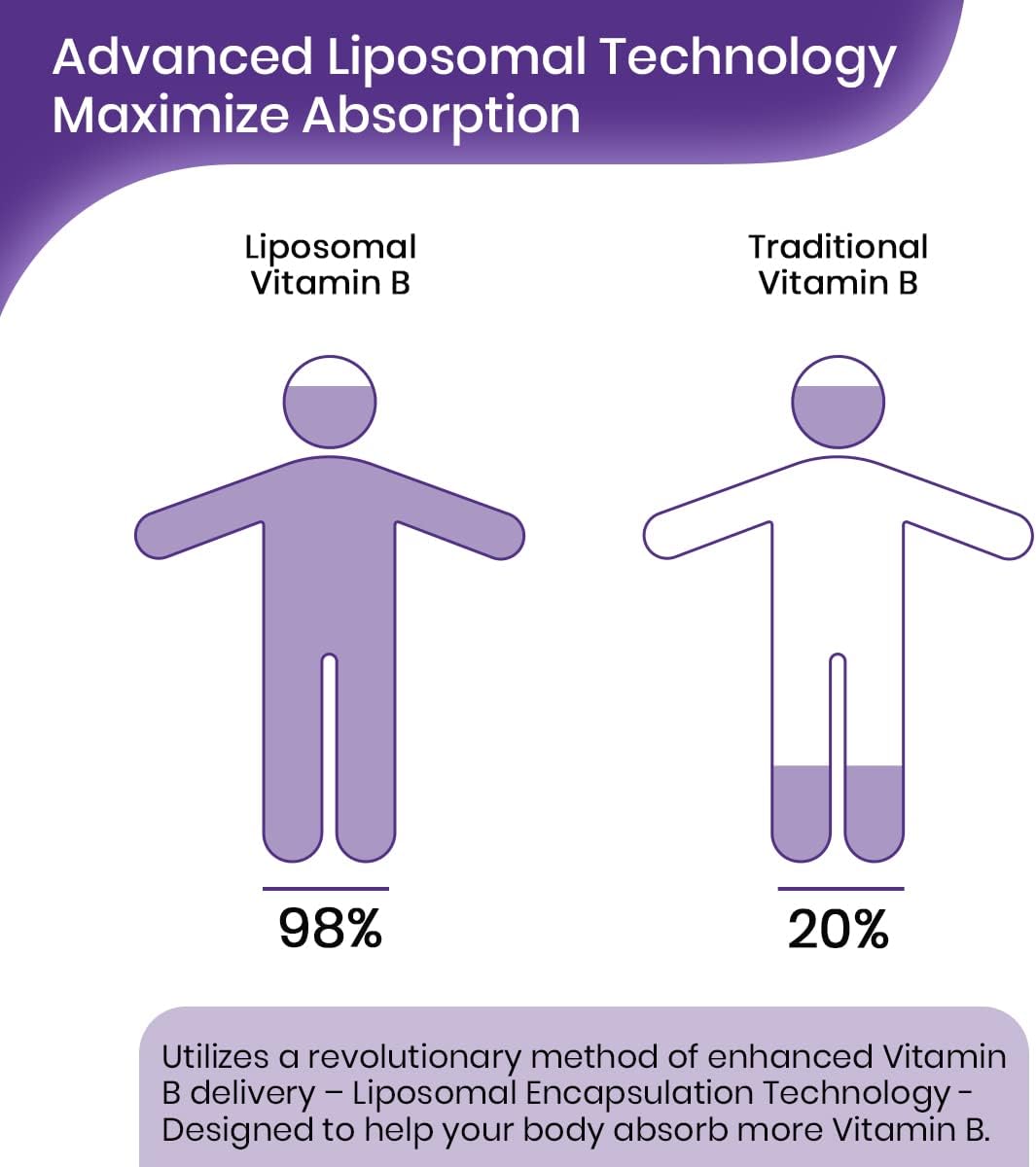Suplementos líquidas de complejo de vitamina B liposomal