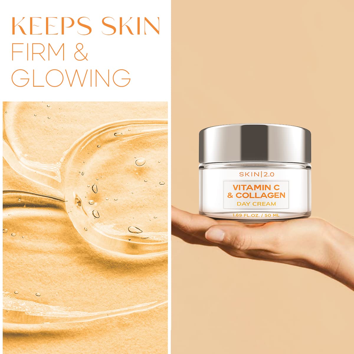 Hidratante facial diario de vitamina C y colágeno Skin 2.0