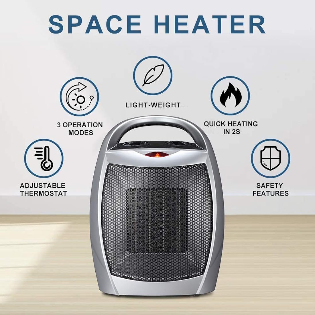 Calentador de espacio, eléctrico, pequeño, 750 W/1500 W