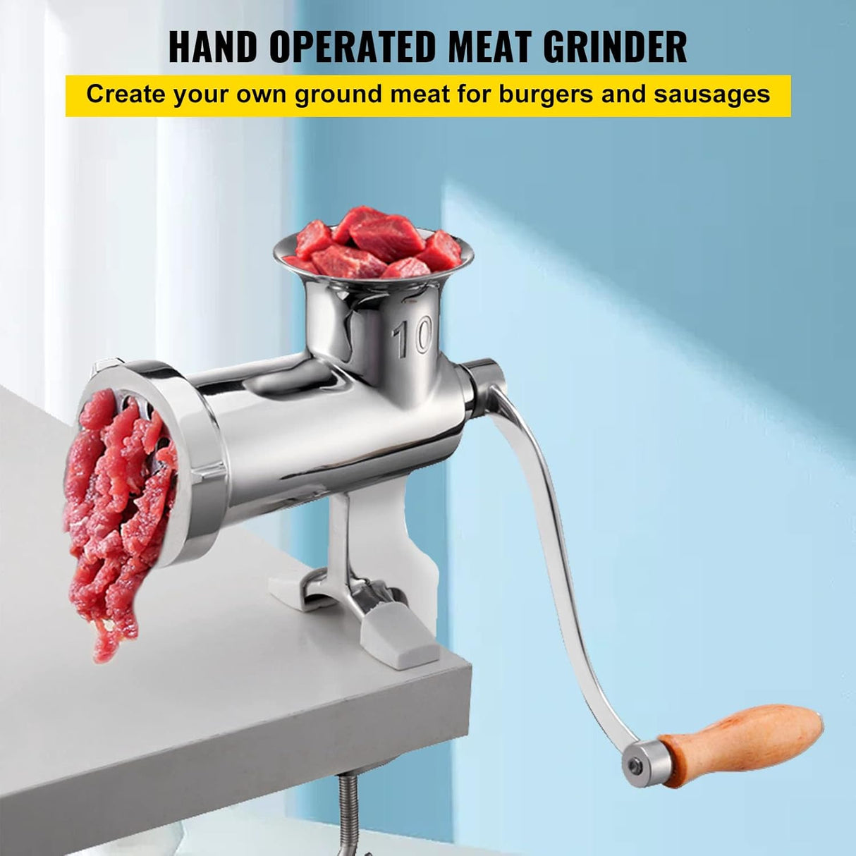 Molino de carne manual de acero inoxidable, 2 platos, 1.8" clamp