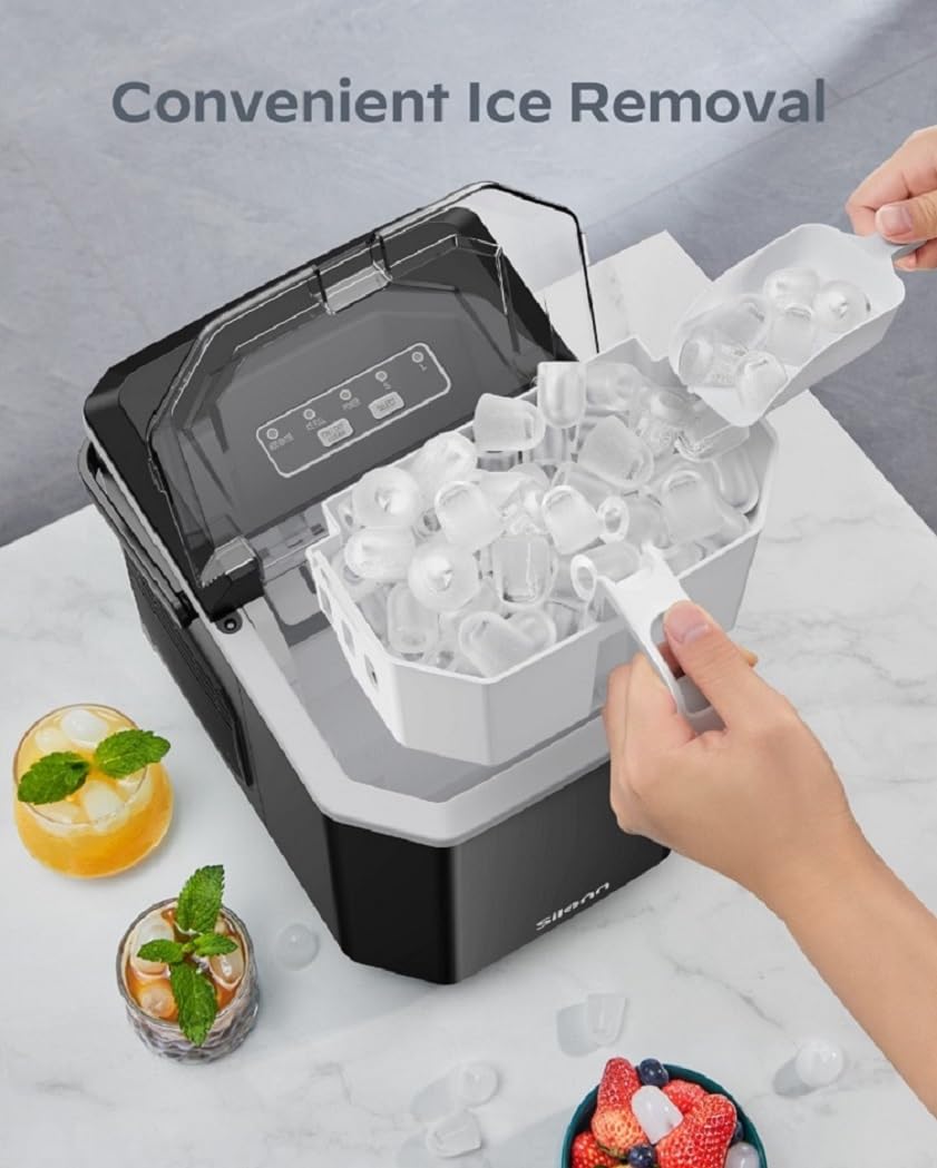 Máquina de Hielo Silonn, portátil, 26 lbs/día, auto-limpieza