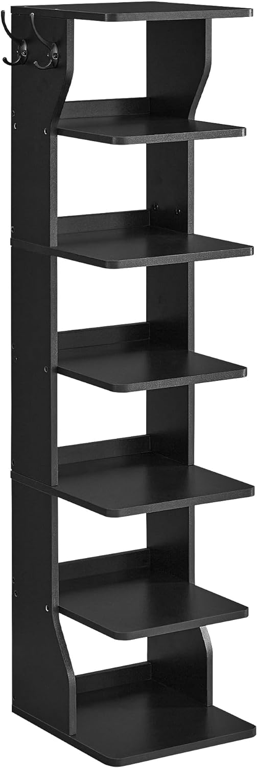 Estante Vertical de Zapatos VASAGLE, 7 Niveles, Negro