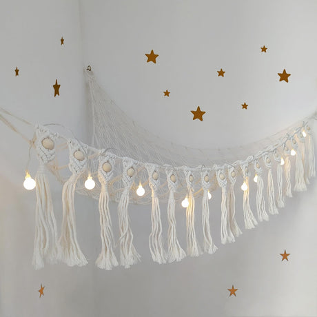 Red de Animales de Peluche, Boho, Macrame, con Luces LED