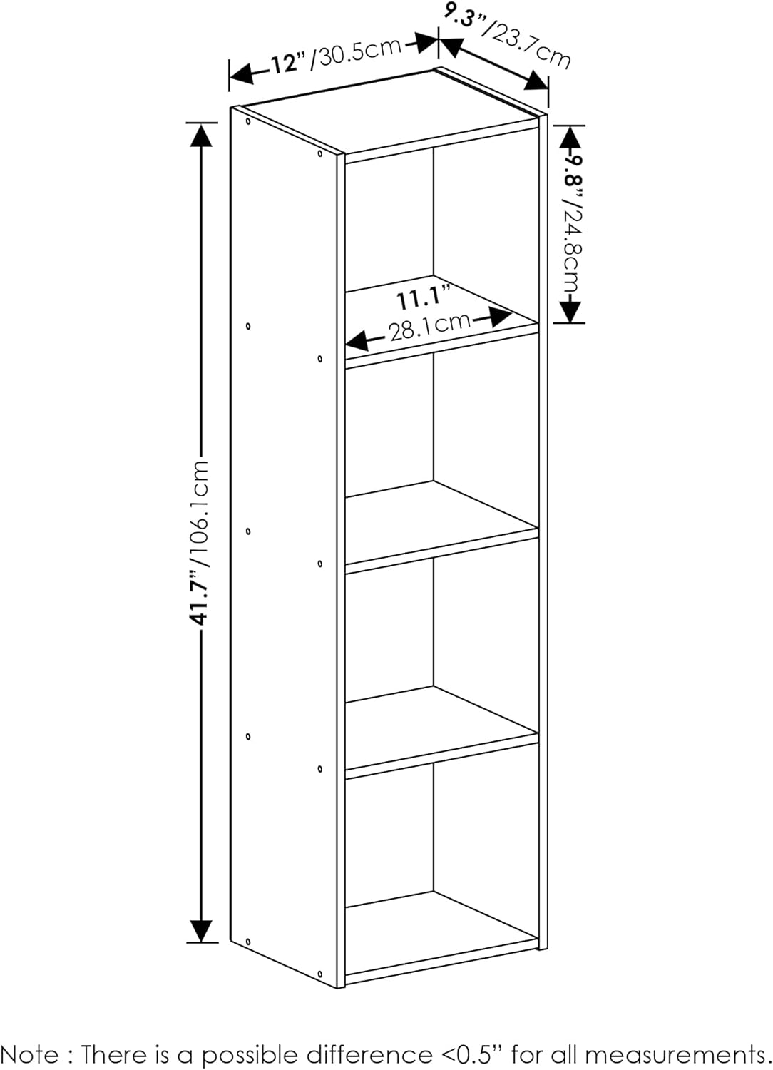Estantería para libros de madera, 4 niveles, modelo Luder
