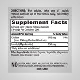 Suplemento Inositol de colina 500 mg 200 cápsulas Bitartrato