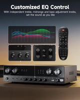 Amplificador de audio estéreo 1000W, 4 canales, Bluetooth 5.0