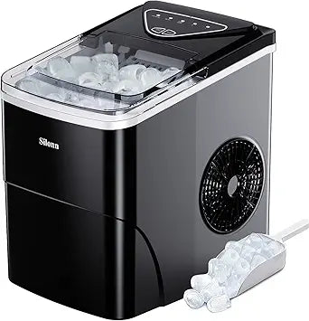 Máquina de Hielo Silonn, 9 Cubos en 6 Min, Auto-Limpieza