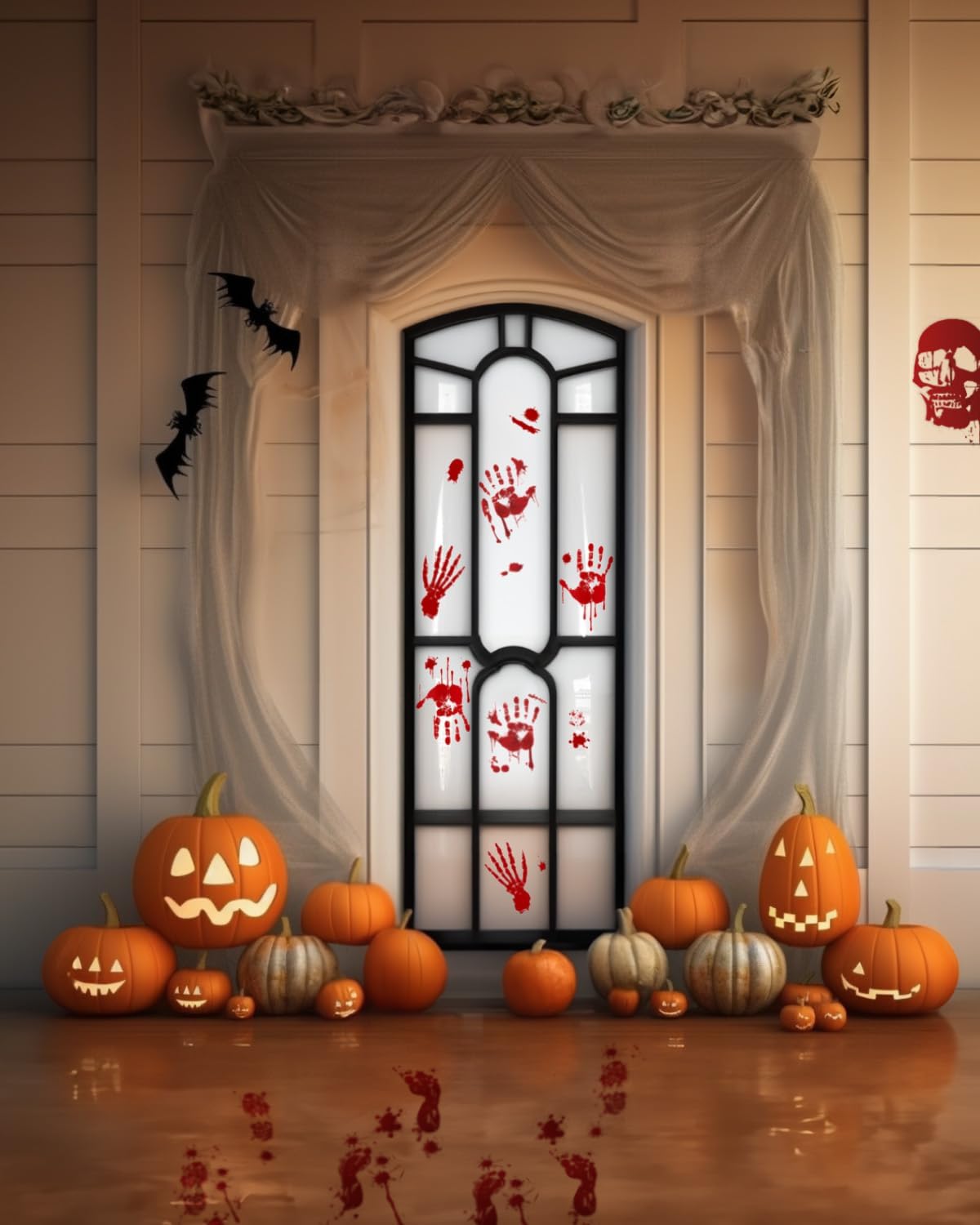 Pegatinas Halloween Huellas de Sangre - 12 Láminas PVC Decorativas