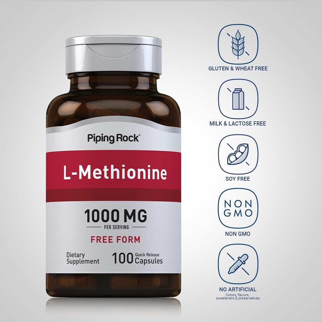Suplemento Piping Rock L Metionina 1000mg 100 Cápsulas