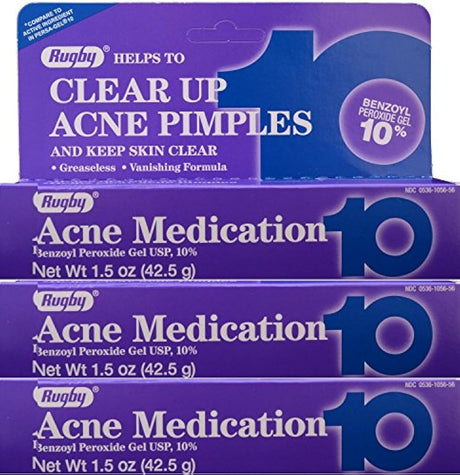 Medicación para el acné de Rugby 10% 1.50 oz (paquete de 3)
