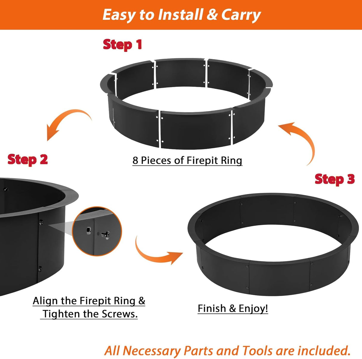 Anillo de Fuego Acero Redondo 36" Interior/39" Exterior