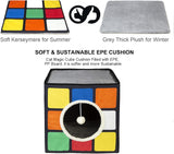 Casa para gatos LUCKITTY con cojines reversibles y juguete
