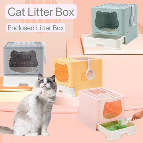 caja de arena plegable antisalpicaduras para gatos TownTime