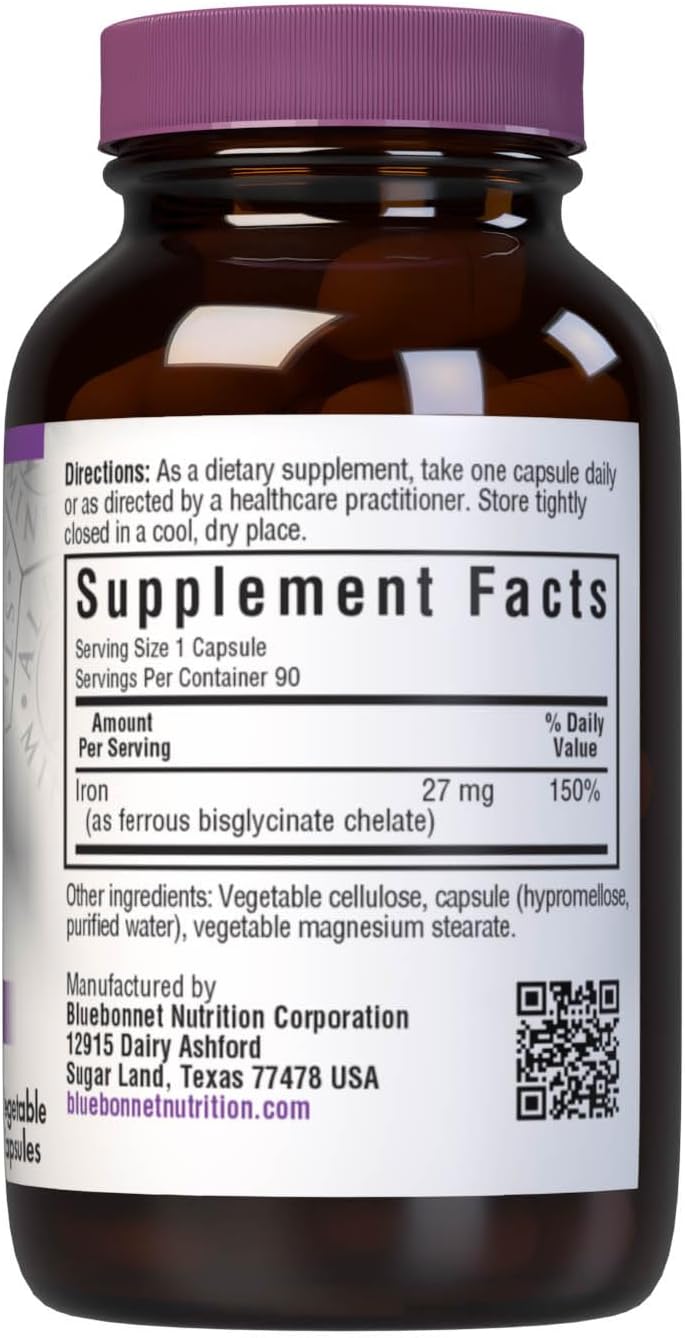 Suplementos Bluebonnet Nutrition Albion Hierro 90 cápsulas
