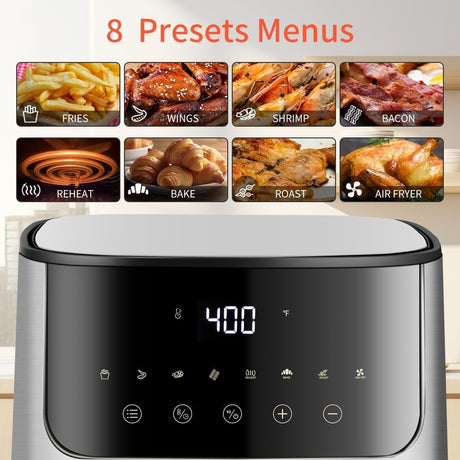 Freidora de Aire ASZ 5 qt, 8 Presets, 1400W, Auto Apagado