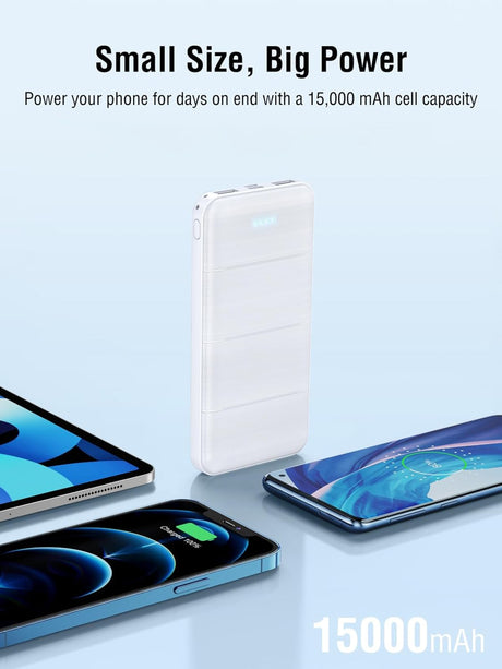 Batería Portátil 15000mAh, Cargador Rápido Dual USB, Modelo X