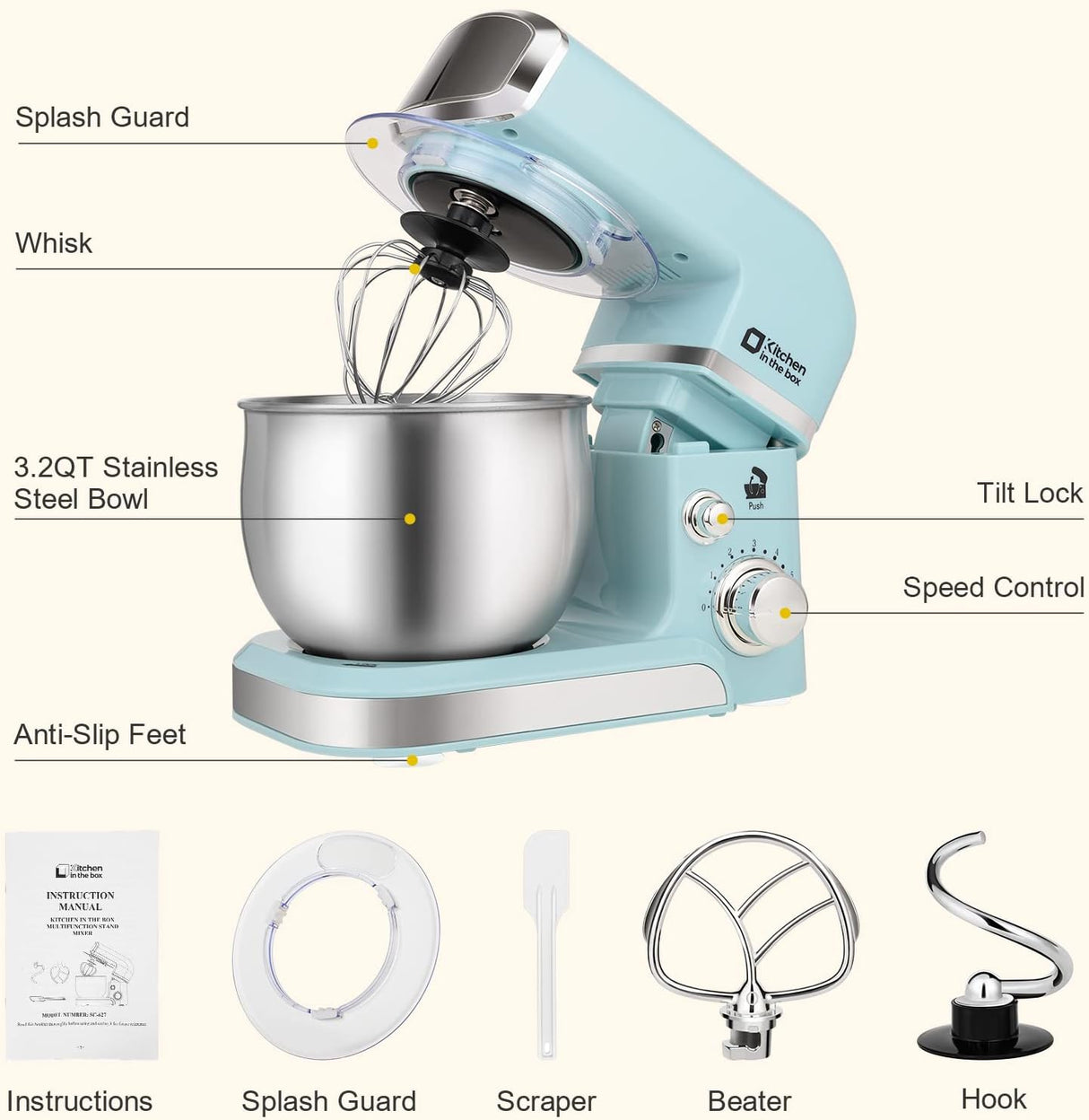 Batidora de Cocina Kitchen in the Box 3.2Qt, 6 Velocidades