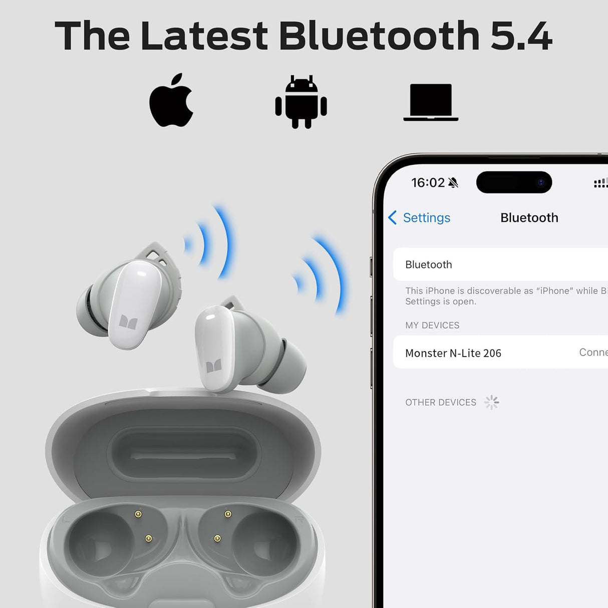 Auriculares Inalámbricos Monster N-Lite 206, Bluetooth 5.4, 25H