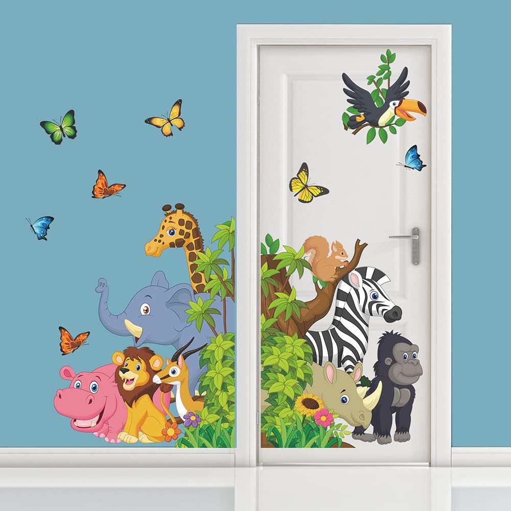 Vinilo Decorativo Animales de Selva Supzone, Elefante y León