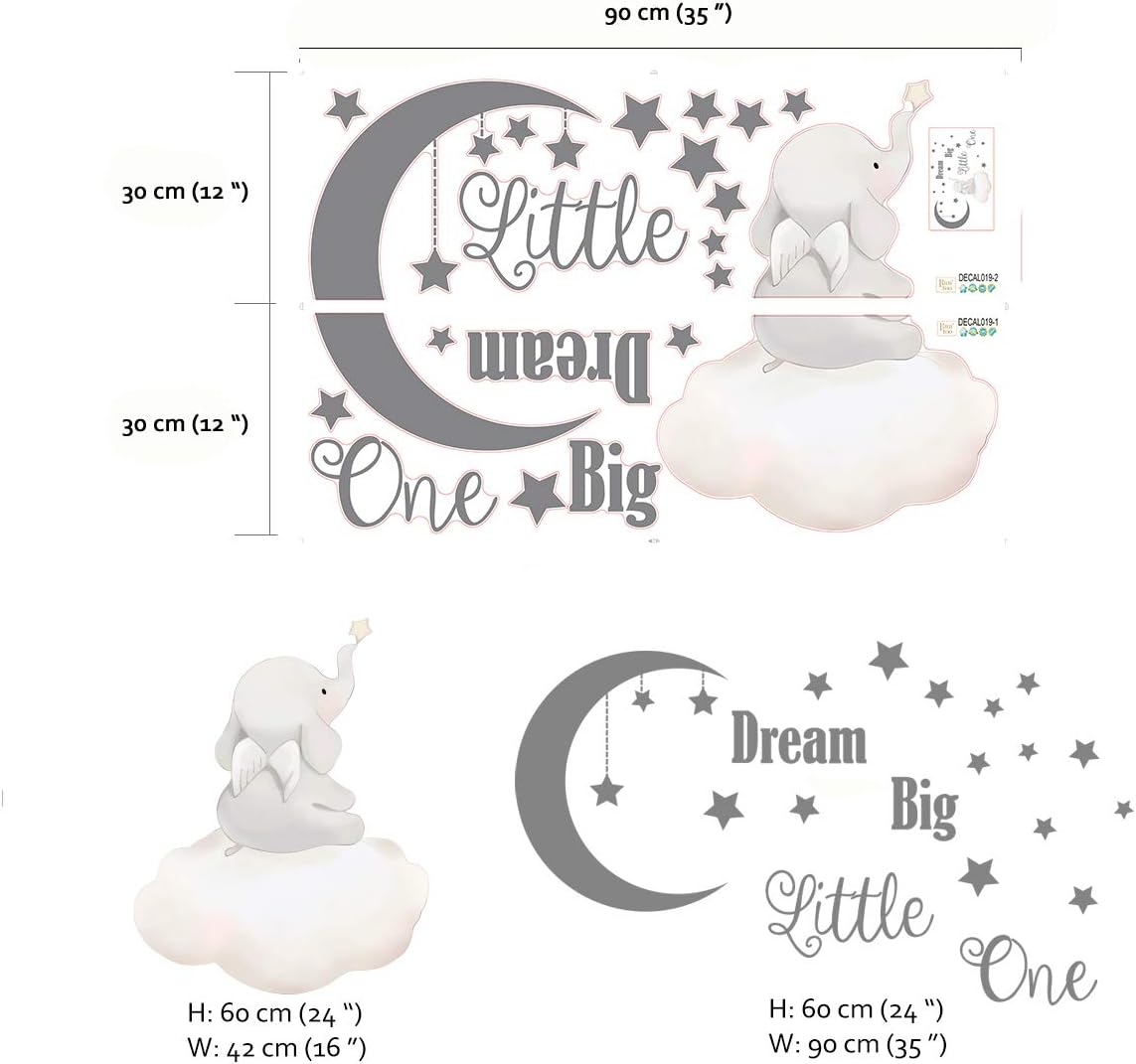 Stickers de pared Runtoo Elefante, frases inspiradoras, decoración