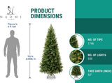 Árbol de Navidad Artificial 7.5ft con Luces y Soporte Metálico