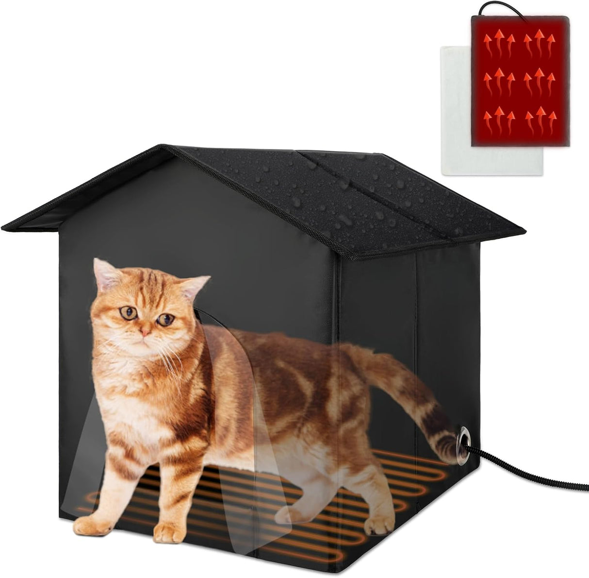 Casa Calentada para Gatos FHTONGE, Aislada y Plegable