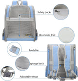 Mochila para transportar gatos cómoda y segura color azul