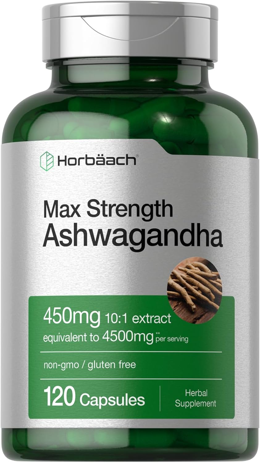 Suplemento Ashwagandha Horbäach | Máxima Potencia | 120 Cápsulas