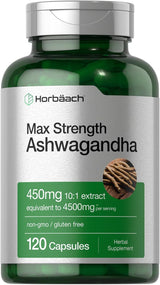 Suplemento Ashwagandha Horbäach | Máxima Potencia | 120 Cápsulas