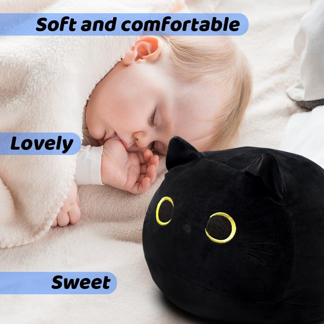 Peluches  de felpa con diseño de forma de gato  8 pulgadas