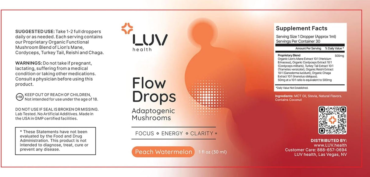 LUV Salud Flow Drops® - Energía, Claridad, Inmunidad, Vegano