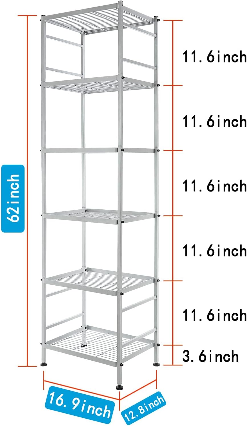 Estante Metálico de Almacenamiento de 6 Estantes, Modelo 62H