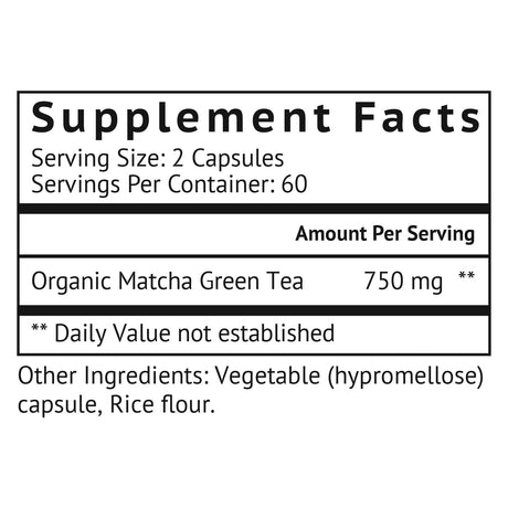 Suplemento Cápsulas orgánicas japonesas de matcha  té matcha