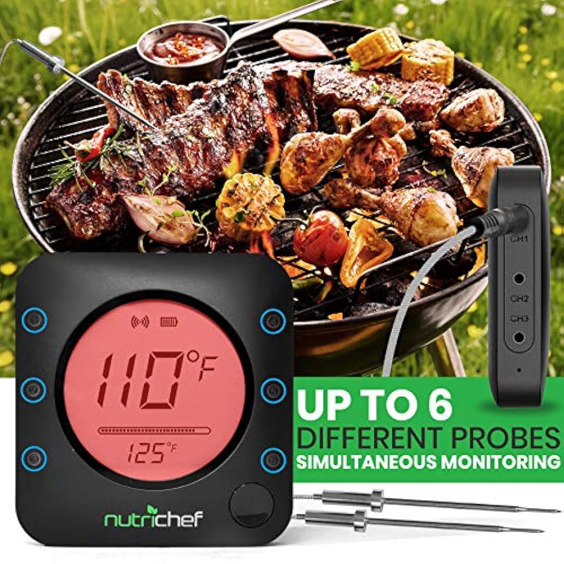 Termómetro digital inalámbrico NUTRICHEF PWIRBBQ299