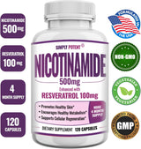 Suplemento Nicotinamida 500mg con Resveratrol 100mg  Vit  B3