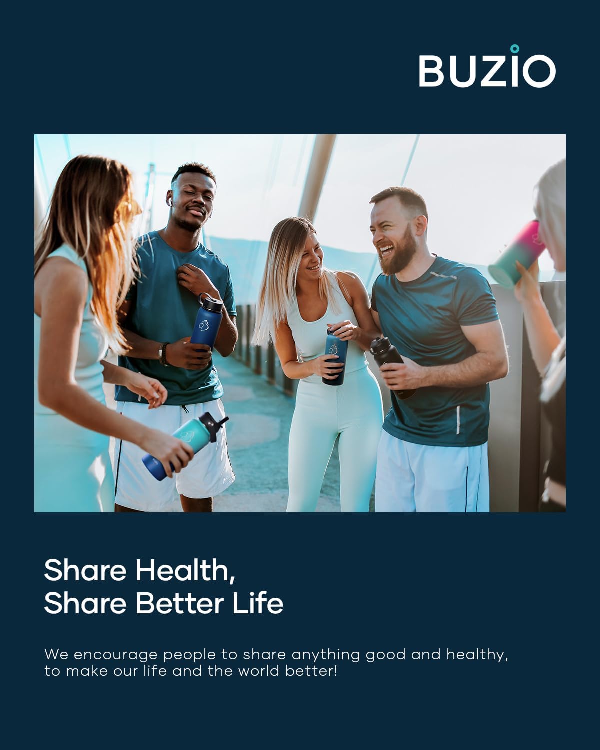 Botella de agua BUZIO 32 oz, acero inoxidable, aislada al vacío