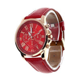 Reloj de pulsera de cuero PU de 10 números romanos
