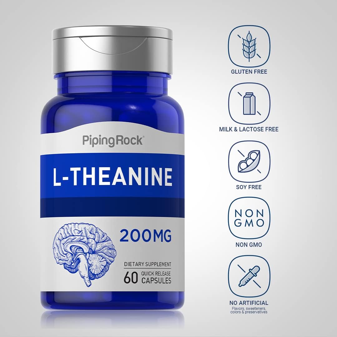 Suplementos Piping Rock L Teanina Cápsula 200 mg 60 unidades
