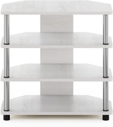 Soporte pequeño para TV con tubos de acero inoxidable, 4 niveles