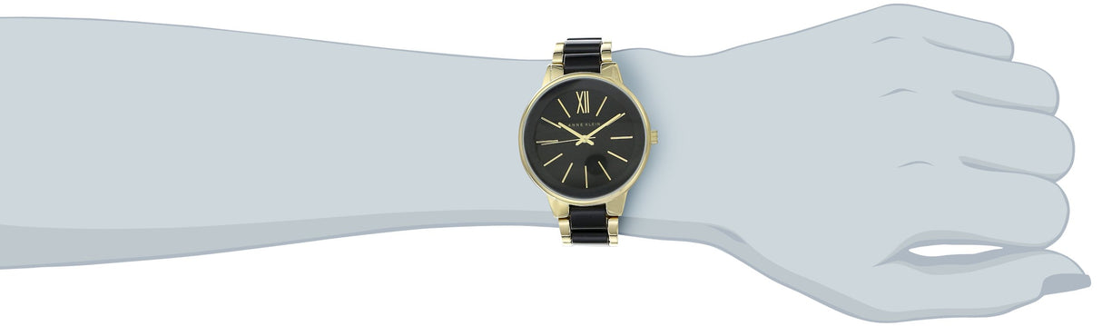 Reloj de vestir negro dorado para mujer