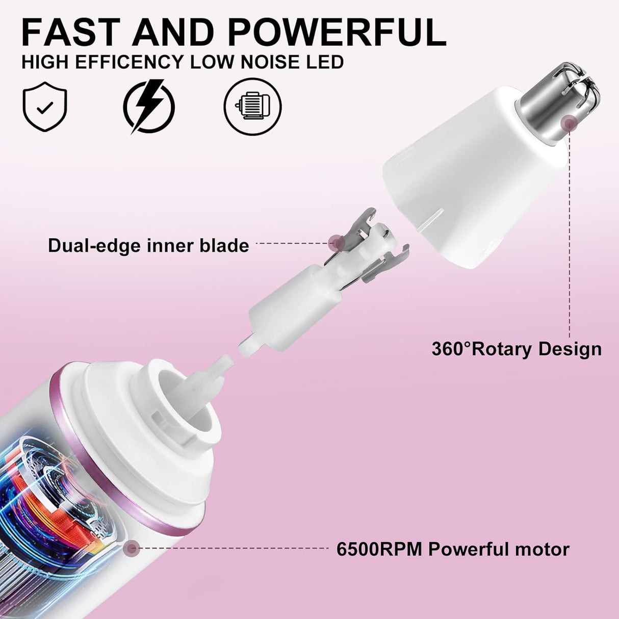 Recortadora de Vello Facial 2 en 1, Doble Cuchilla, Impermeable