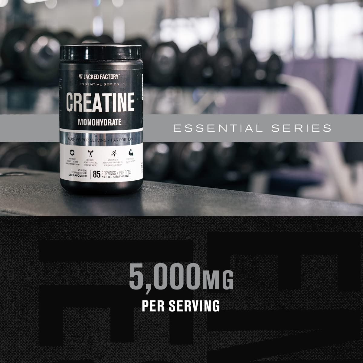 Creatina Monohidratada 425g Jacked Factory - Energía y Fuerza