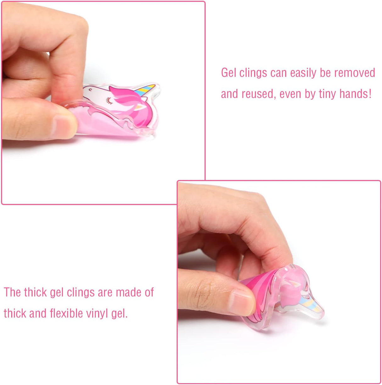 Pegatinas de Gel Unicornio 20 PCS, Reutilizables y Removibles